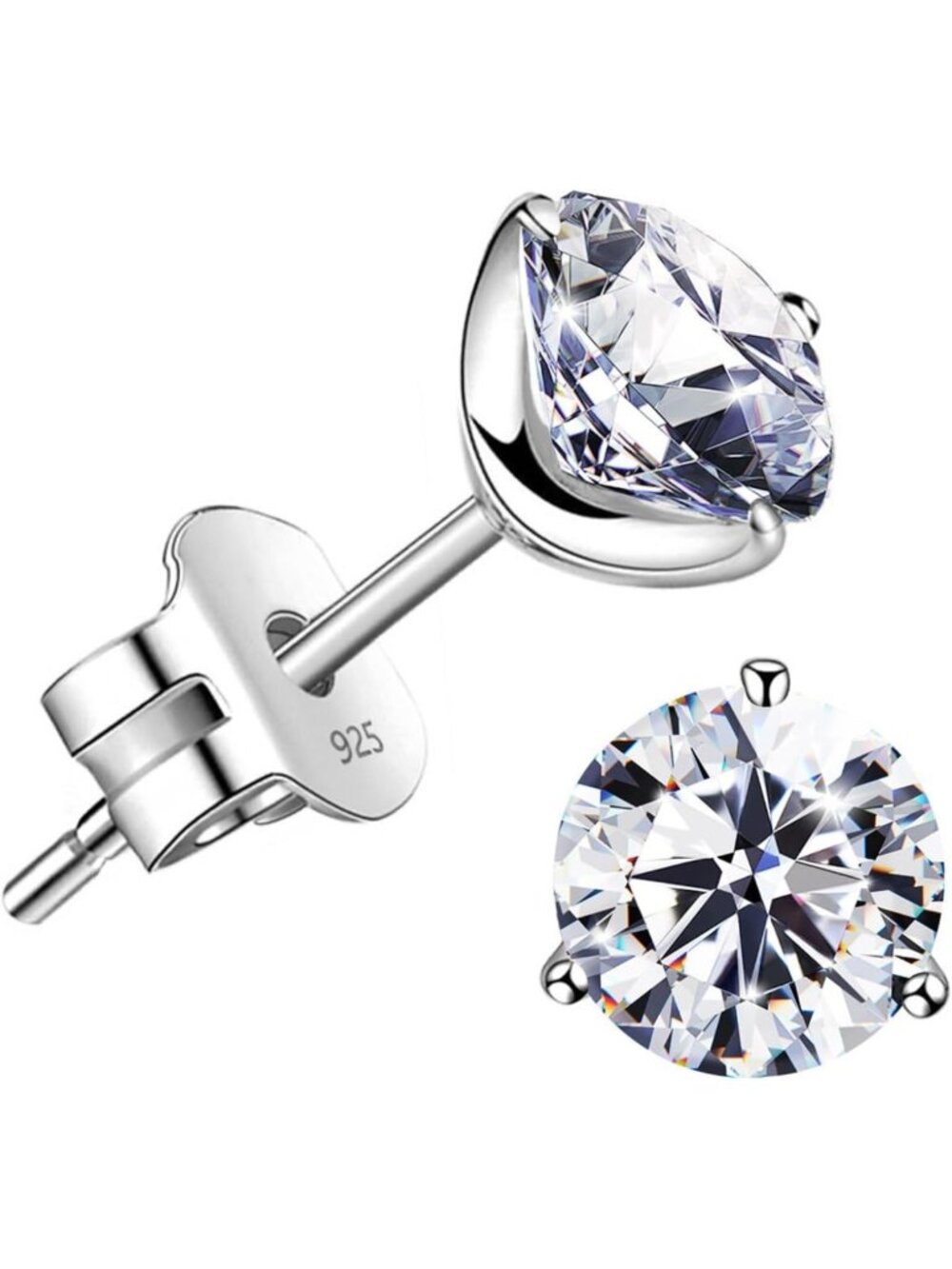 Stunning 18K Gold Plated Silver Simulated Diamond CZ Stud Earrings - Elegant